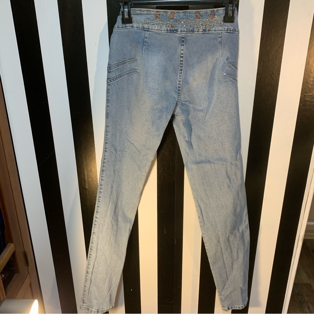 Y2K Vintage Embellished Embroidered Denim Jeans Size 3/5 Juniors Small - Picture 8 of 10